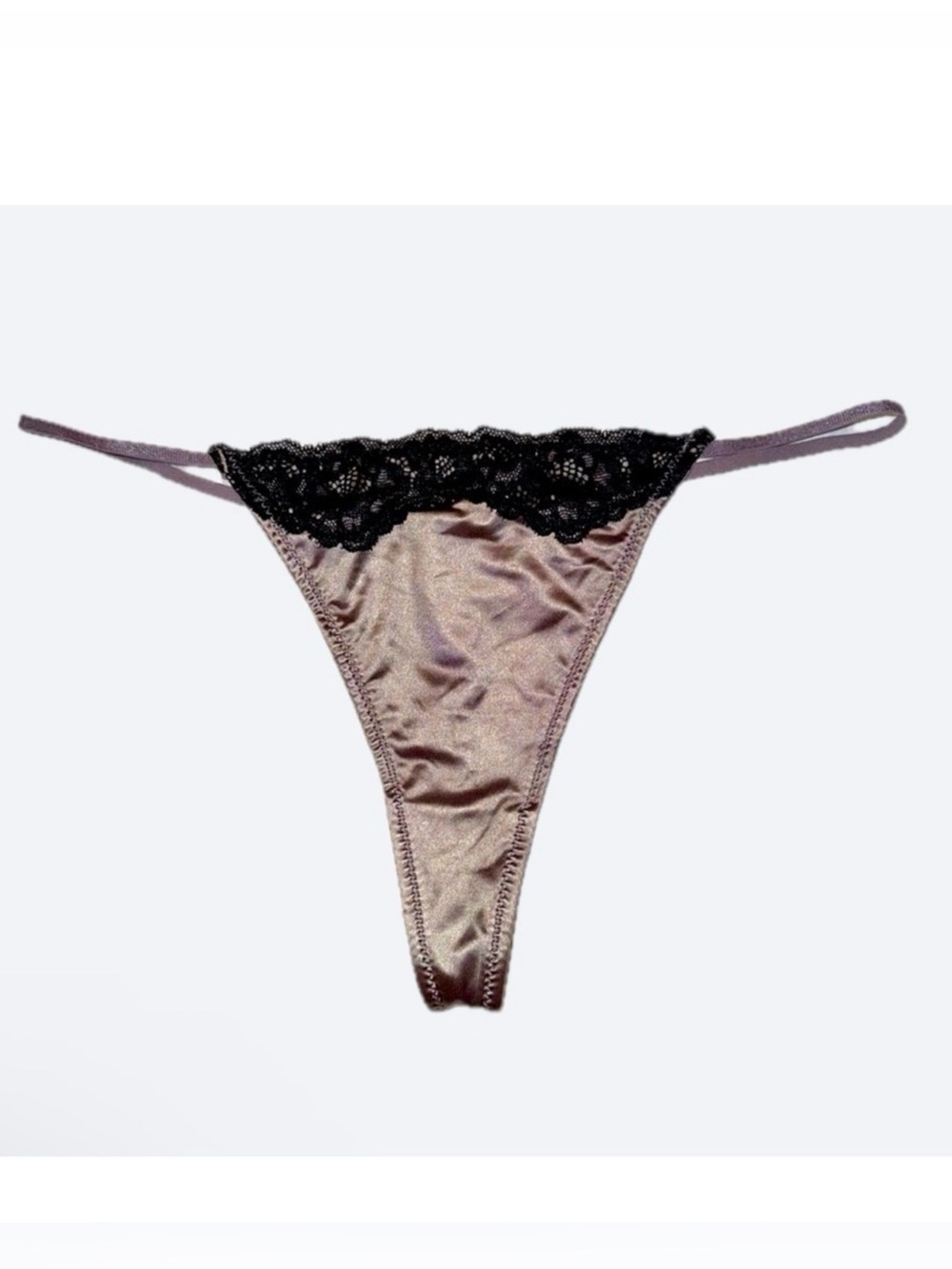 NEW Satin & Lace Mauve Grey/Purple Thong